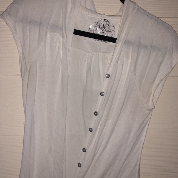 Guess Button Sweater with Hoodie White LARGE - Picture 2 of 4